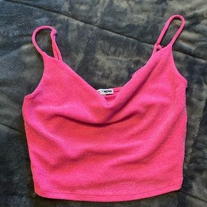 FASHION NOVA Yours Truly Metallic Halter Top - Hot Pink